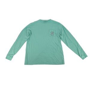 Vineyard Vines Green Swordfish Whale Long Sleeve Tee Shirt Size Medium Men’s